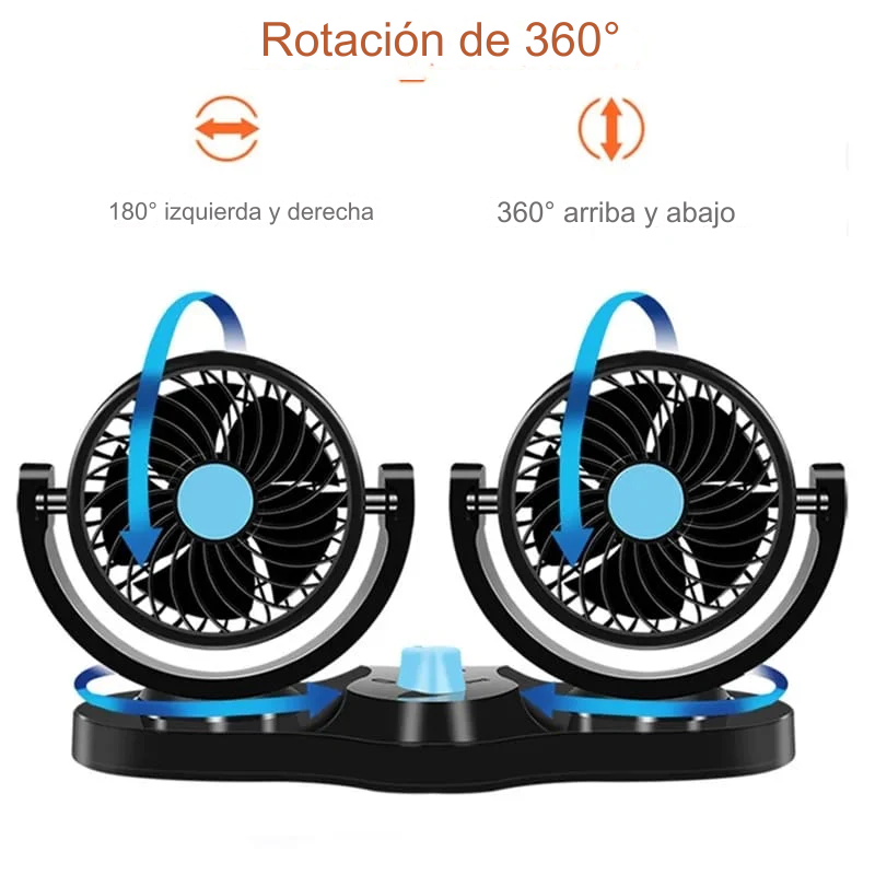 VENTILADOR DOBLE MOVIMIENTO 360° PARA AUTOS