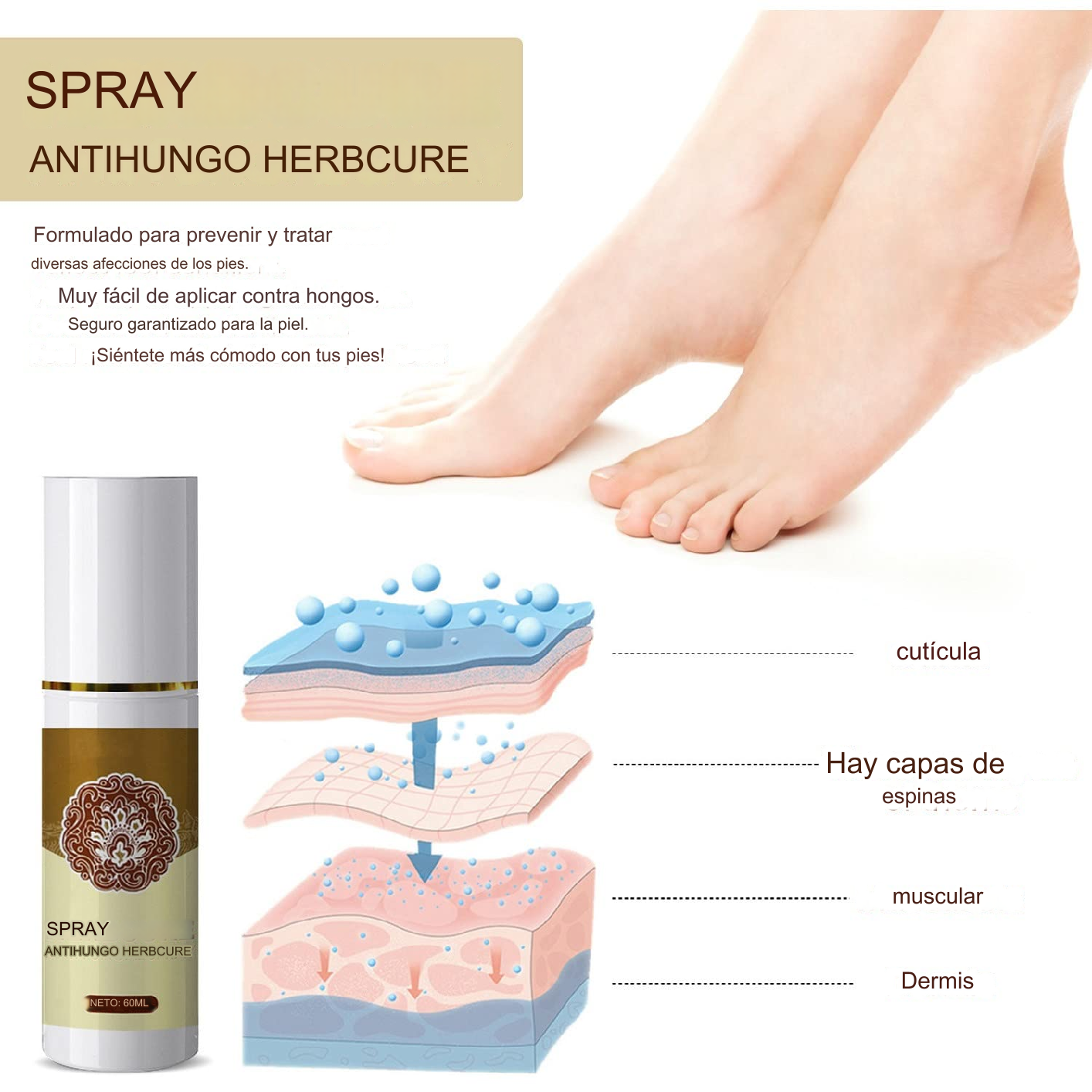 SPRAY PARA HONGOS Y MAL OLOR EN LOS PIES